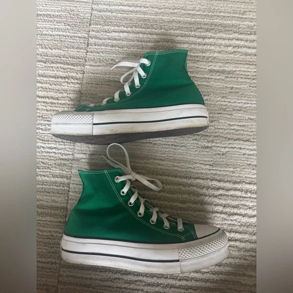 Converse Green and White High-Tops - Picture 3 of 5